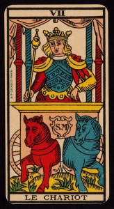 [Figure 3 : Le Chariot – Ancien tarot de Marseille – B.P. Grimaud, 1930] 