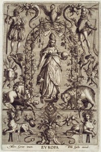 Figure  n°6 Marcus GHEERAERTS, Philippe GALLE, Europa, vers 1571, estampe,  dim. 199 x 133 mm, collection privée.